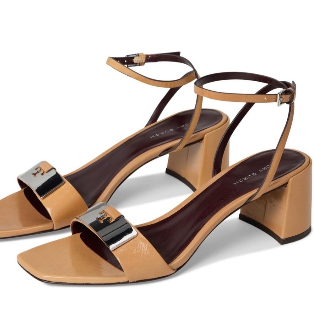 Tory Burch $400 Gigi Sandal 55Mm Cantucci/Silver Sz 8 In Box!